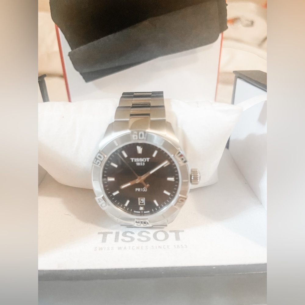 Tissot Silver and Black Dial Watch - Picture 2 of 5